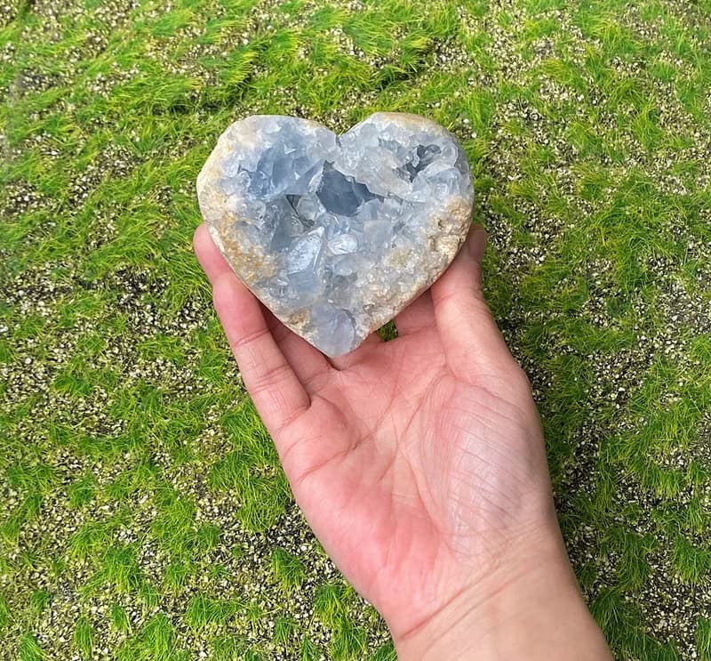 超美天然原礦小清新天青石愛心 藍水晶 療癒 淨化 辦公室 風水