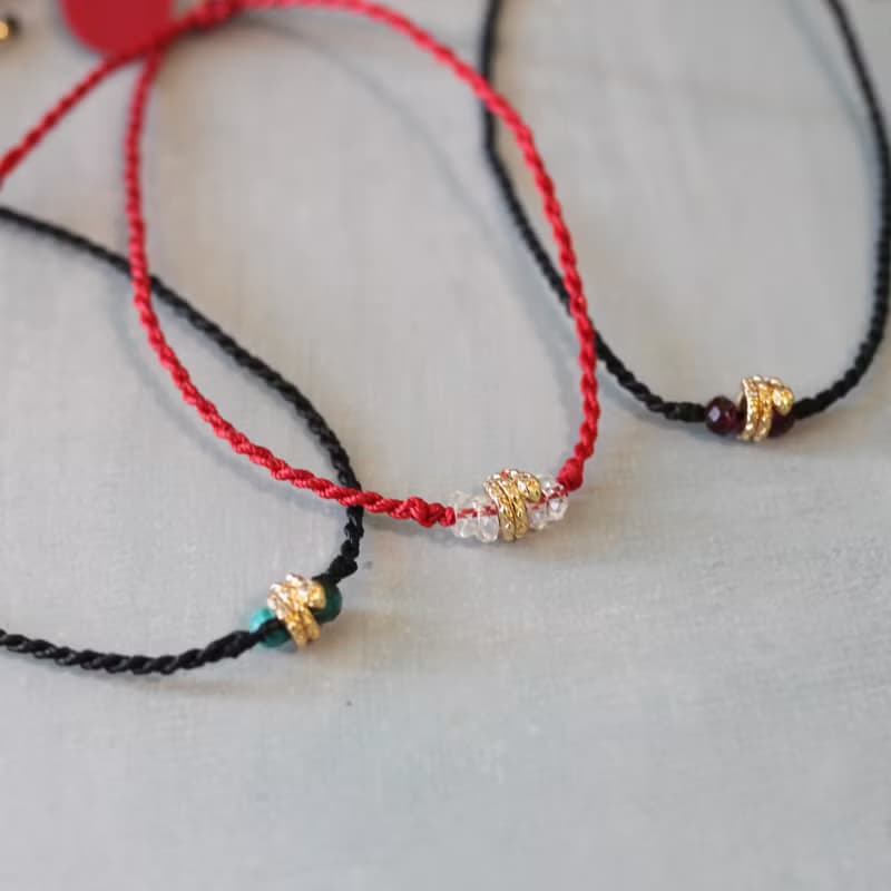 蛇(時)來運轉 蠟線手環-蛇舞春風石榴石 生日、祝福、情人節