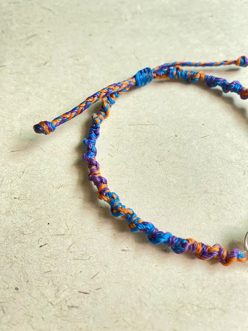 生命之花  橘紫藍 南美蠟線925純銀編織手鍊