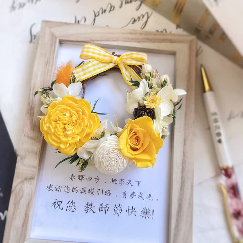 永生玫瑰花花圈 教師節禮物 掛飾 希望之夜 永生聖誕鈴噹花圈相框