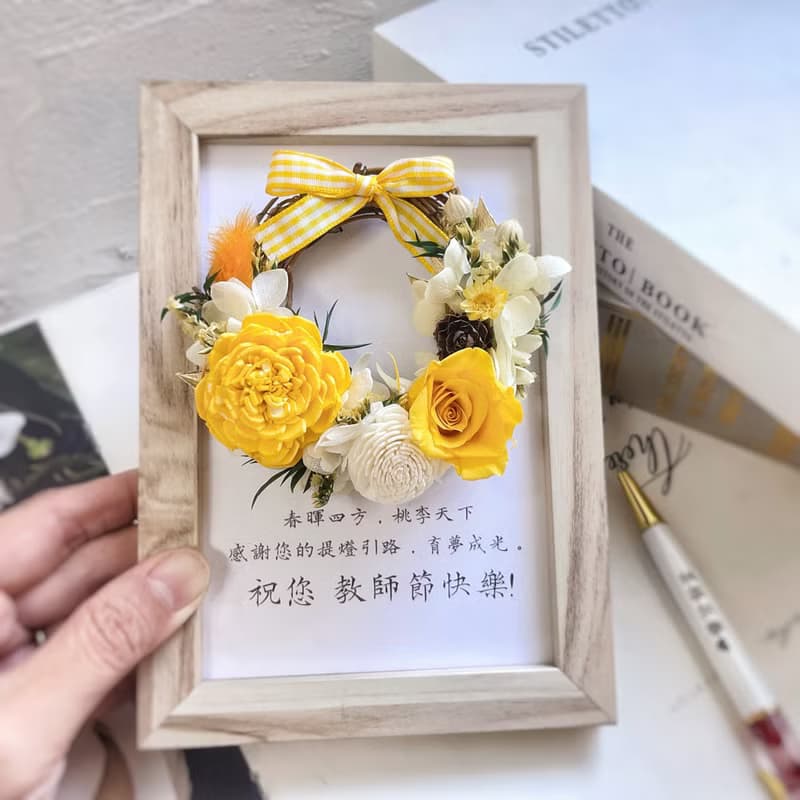 永生玫瑰花花圈 教師節禮物 掛飾 希望之夜 永生聖誕鈴噹花圈相框
