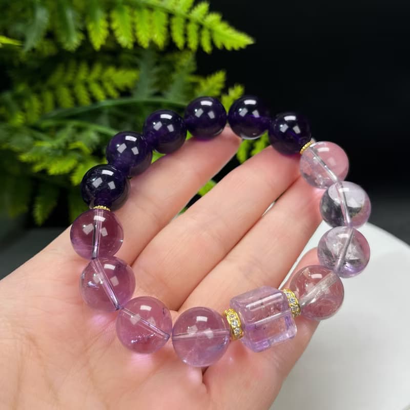 天然紫水晶手串 薰衣草紫水晶 烏拉圭紫水晶 玻利維亞紫水晶方糖