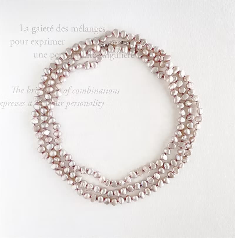 バロックパール アンティークシルバー 超ロングネックレス 120cm