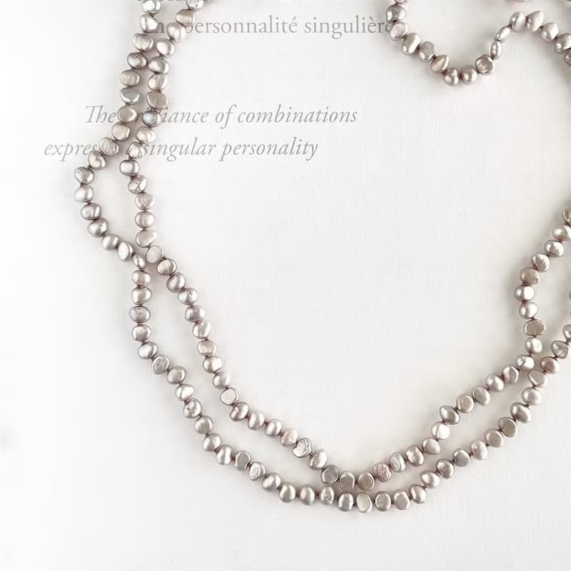 バロックパール アンティークシルバー 超ロングネックレス 120cm