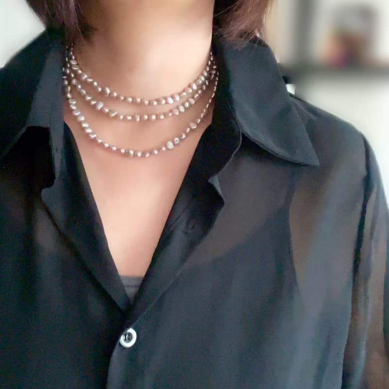 バロックパール アンティークシルバー 超ロングネックレス 120cm