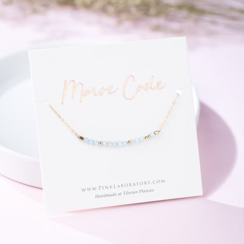 海藍寶摩斯密碼 14KGF手鍊