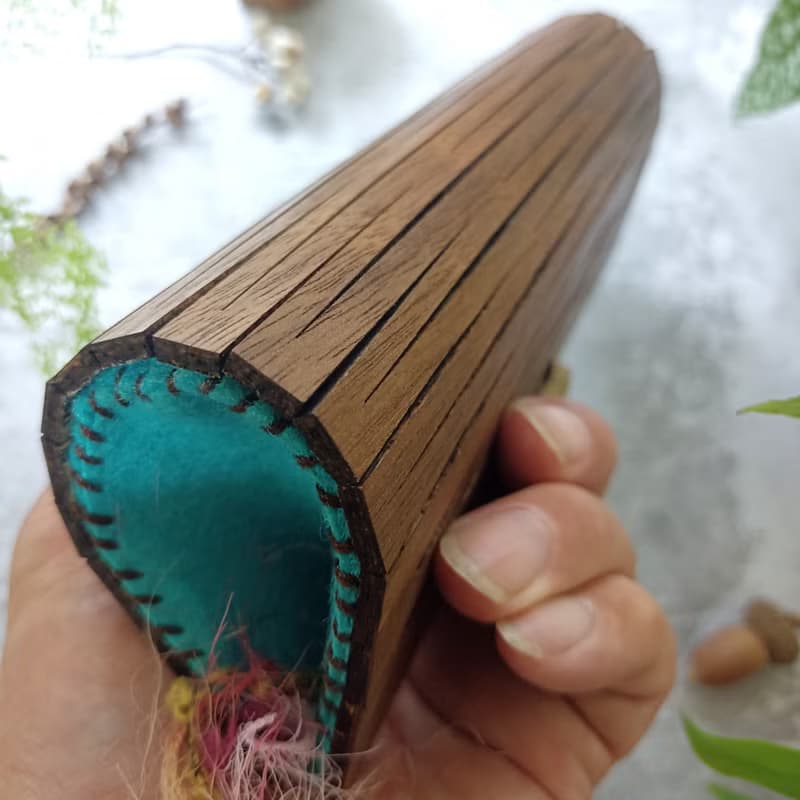 茉樂手盒/B2胡桃木茉樂藍/雅痞個性風/菱格紋/筆盒/眼鏡盒 /送禮