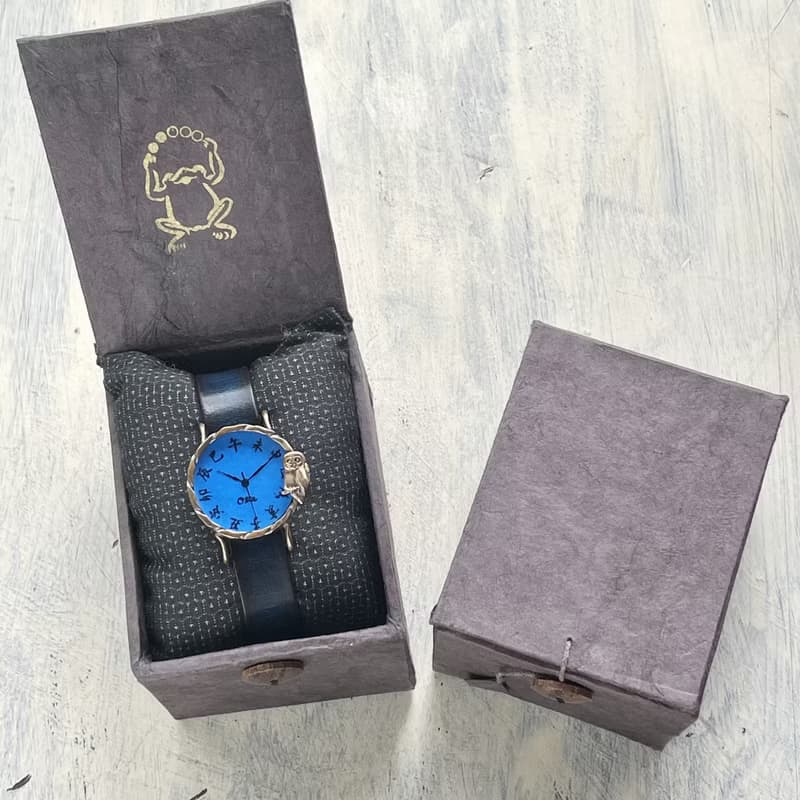 夜晚的貓頭鷹款手錶M琉璃江戶
