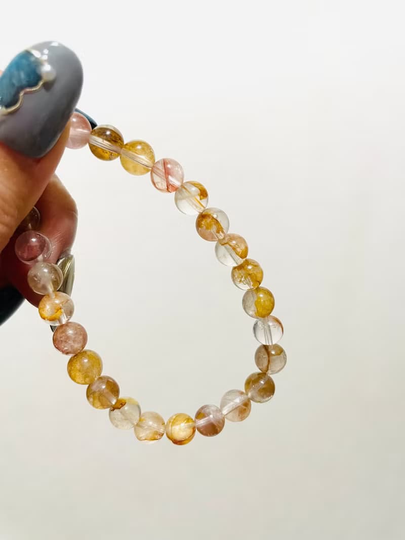 金黃絲絨 蜜柑琉璃【黃膠花小咪數手串】烘焙榛果色/一物一拍