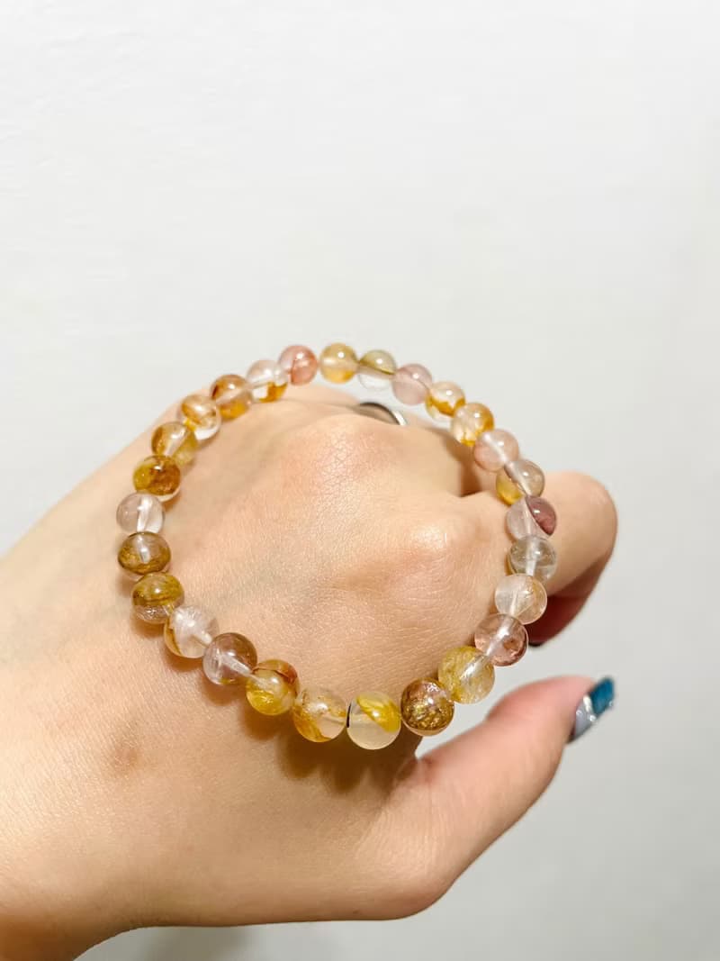 金黃絲絨 蜜柑琉璃【黃膠花小咪數手串】烘焙榛果色/一物一拍