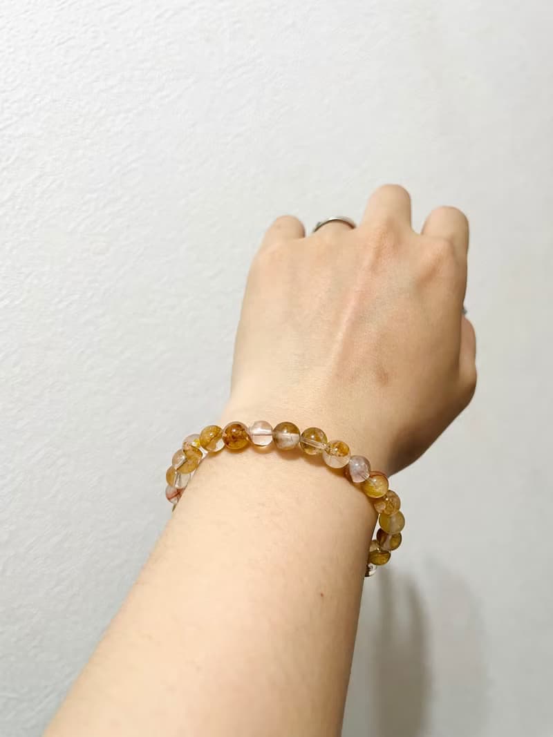 金黃絲絨 蜜柑琉璃【黃膠花小咪數手串】烘焙榛果色/一物一拍