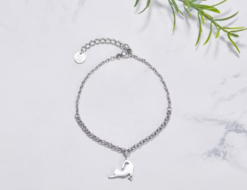 伸懶腰的貓 -貓咪手鍊系列- 抗敏醫療鋼