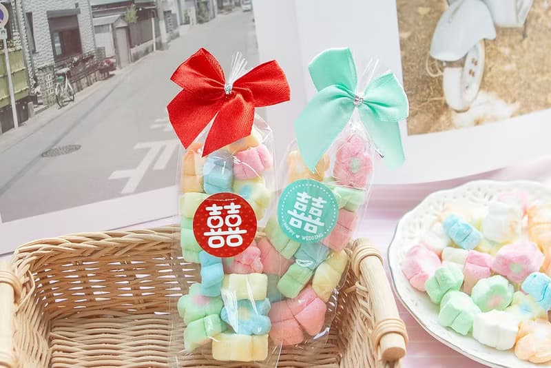 輕巧包小花棉花糖/多款貼紙 蝴蝶結 節日 結婚 送禮 獎品 糖果