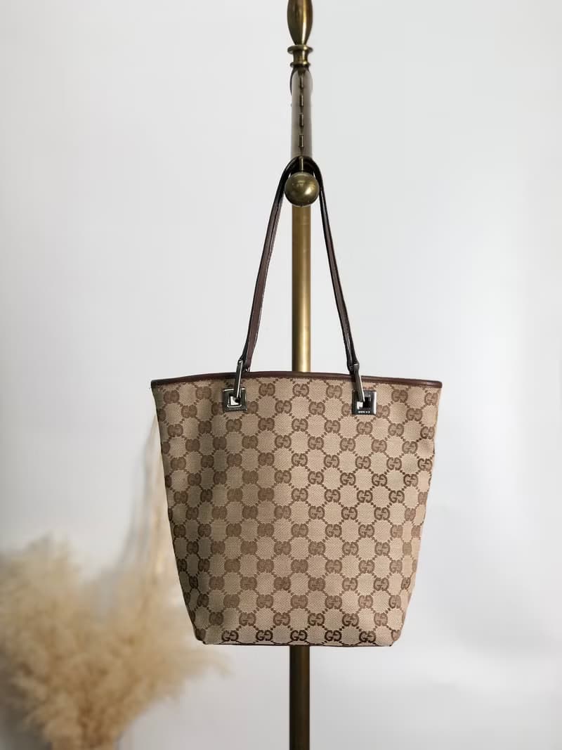 【 日本直送　名牌中古包 】GUCCI グッチ GG トートバッグ ブラウン ジャガード vintage ヴィンテージ オールド yk36t3
