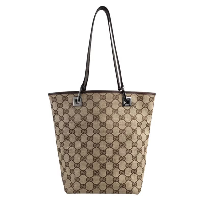 【 日本直送　名牌中古包 】GUCCI グッチ GG トートバッグ ブラウン ジャガード vintage ヴィンテージ オールド yk36t3