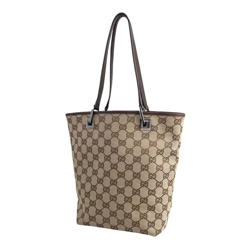 【 日本直送　名牌中古包 】GUCCI グッチ GG トートバッグ ブラウン ジャガード vintage ヴィンテージ オールド yk36t3