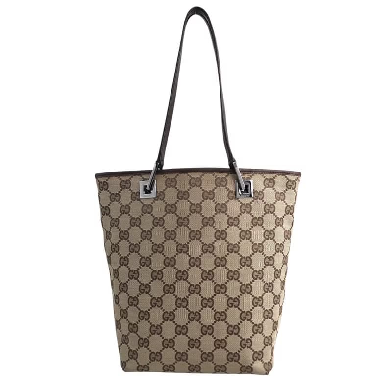 【 日本直送　名牌中古包 】GUCCI グッチ GG トートバッグ ブラウン ジャガード vintage ヴィンテージ オールド yk36t3