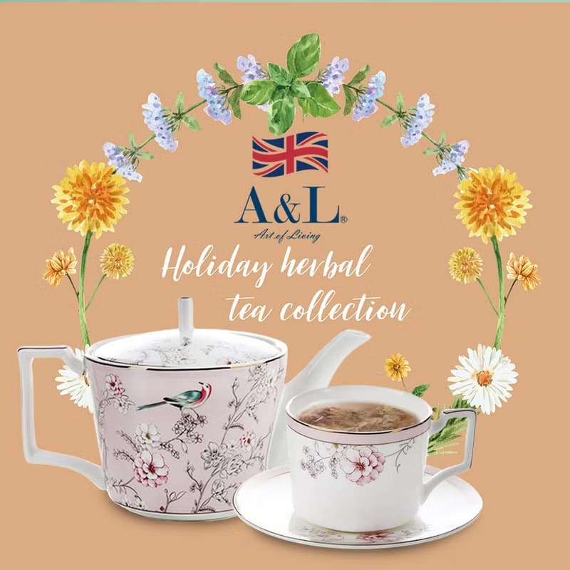 佳節禮贈優選【A&L】中式淡雅 骨瓷1壺4杯碟禮盒組_居家儀式感_