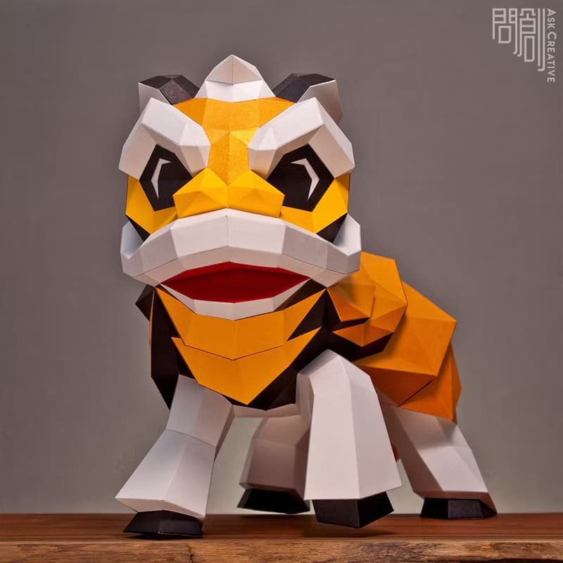 DIY手作3D紙模型 禮物 擺飾 節慶系列-舞龍舞獅(四色可選)