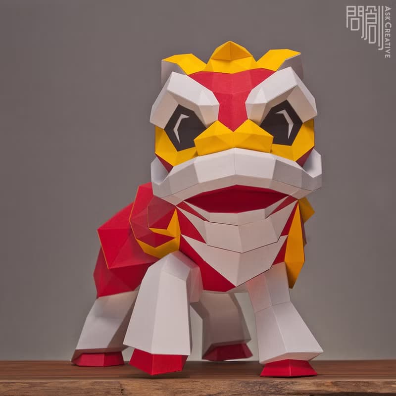 DIY手作3D紙模型 禮物 擺飾 節慶系列-舞龍舞獅(四色可選)
