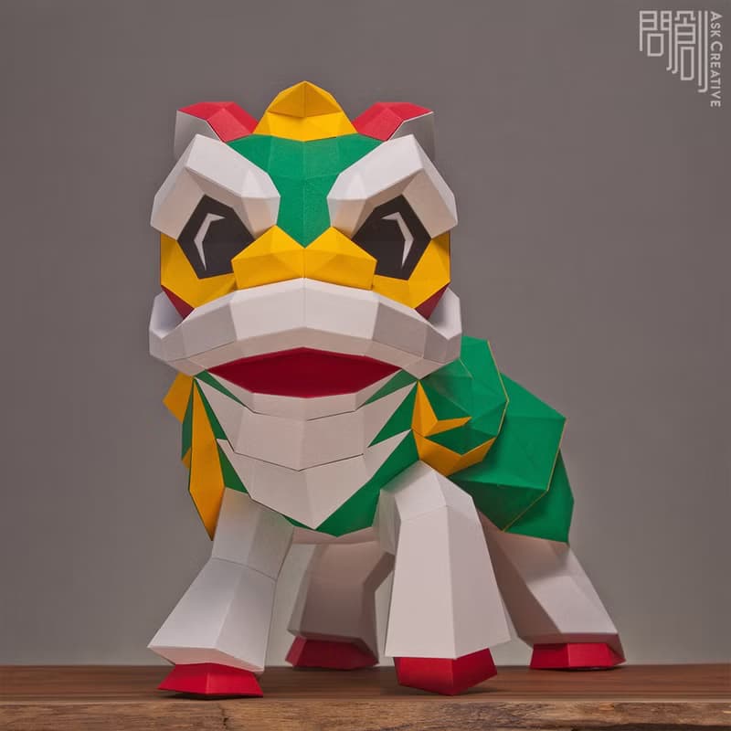 DIY手作3D紙模型 禮物 擺飾 節慶系列-舞龍舞獅(四色可選)