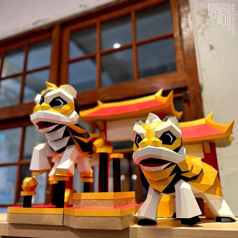 DIY手作3D紙模型 禮物 擺飾 節慶系列-舞龍舞獅(四色可選)