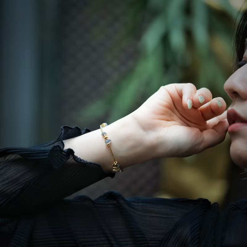 玻利維亞假期 I 藍光拉長石黃銅手鍊 C1712