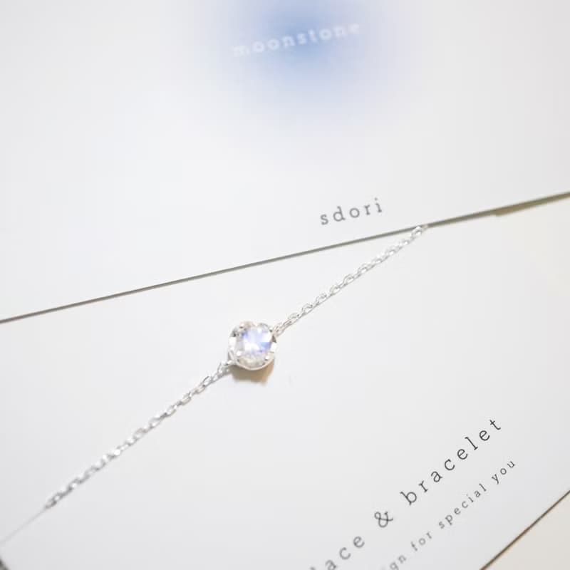 藍光月光石925純銀手鍊(銀/玫瑰金) | 月光石系列