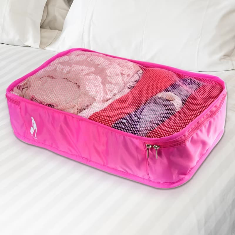 行李箱衣物收納袋-中 積木堆疊收納網袋 旅行收納袋 加厚高丹數