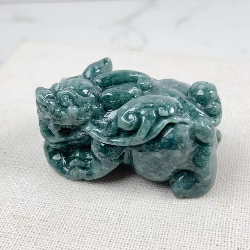 【招財神獸】花青翡翠貔貅擺飾擺件 | 天然緬甸玉翡翠A貨 | 送禮
