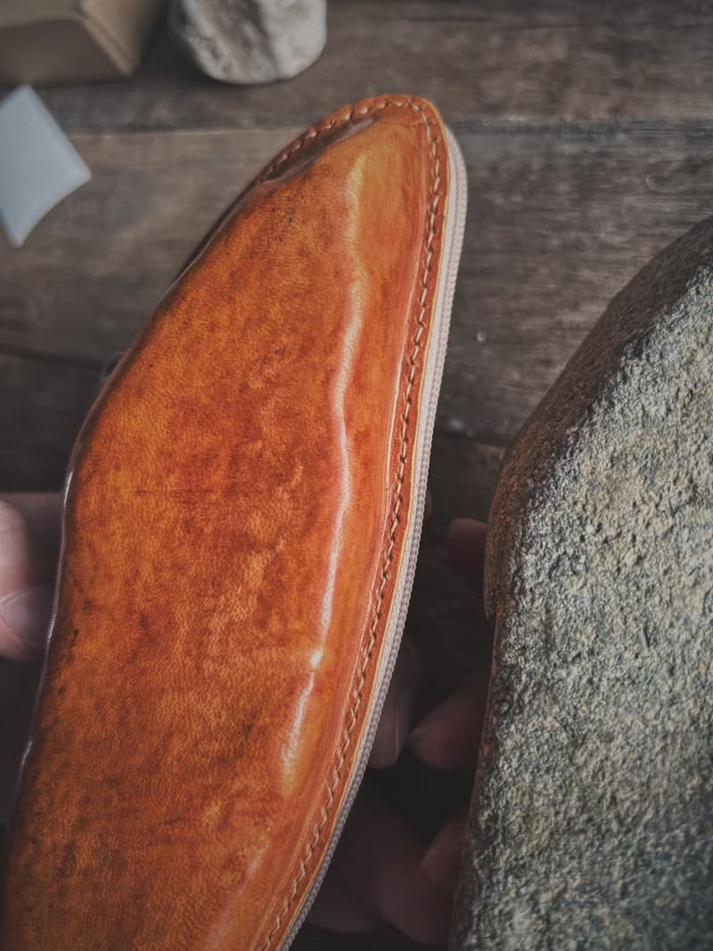 S.Leather石頭包高檔頭層牛皮鉛筆盒復古植鞣皮文具盒眼鏡盒收納