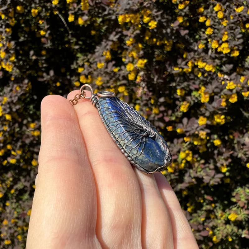 Lapis Lazuli Tree Of Life Pendant Necklace, Copper Anniversary Gift for him/ her