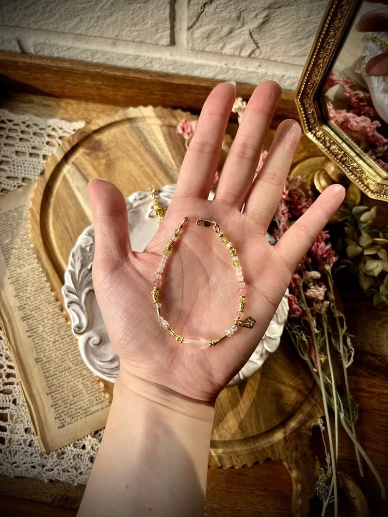 -花系列飛燕草/手鍊/耳環-天然水晶手鏈/黃銅手鍊