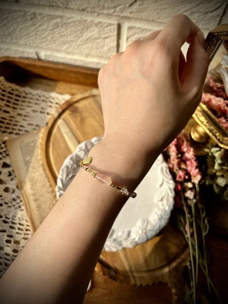 -花系列飛燕草/手鍊/耳環-天然水晶手鏈/黃銅手鍊