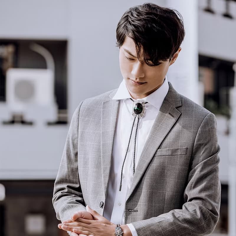 寶匣 保羅領帶 Bolo Tie 皮革項鍊 皮繩領帶 長項鍊 手繪冷琺瑯