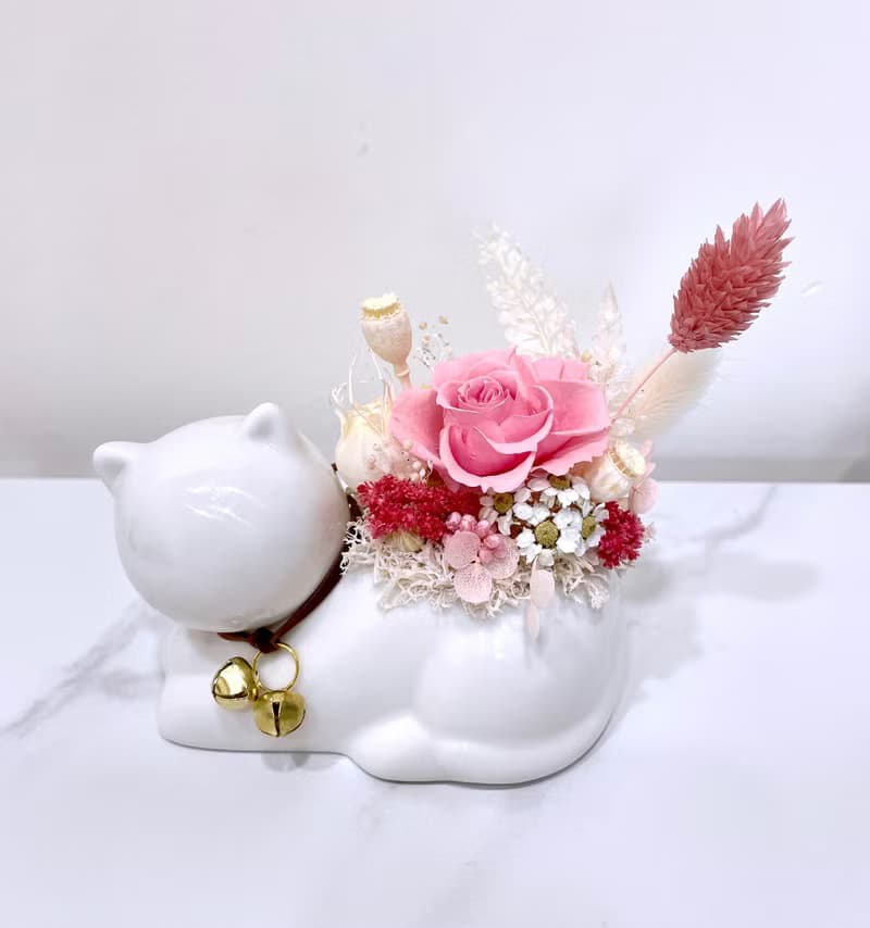 【接單訂製】貓咪永生小桌花-辦公室、居家擺飾、生日禮物