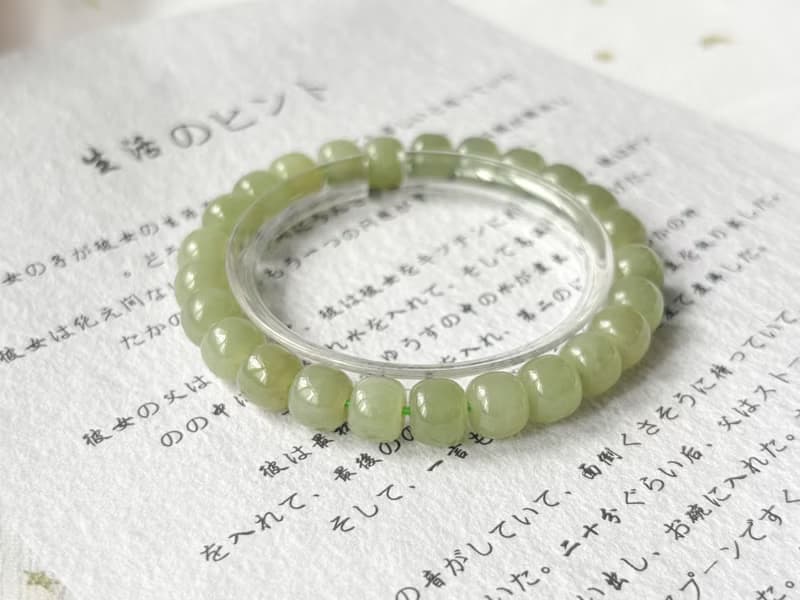 【一物一圖】8mm天然晴水和田玉老型珠手鍊