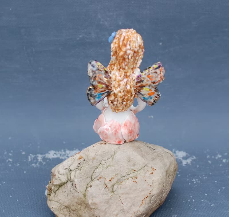 Porcelain Nude girl Figurine Fairy butterfly Art dolls Elf sculpture Shelf decor