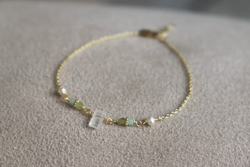 手鍊 月光石 橄欖石 天然石 - 沒問題 -