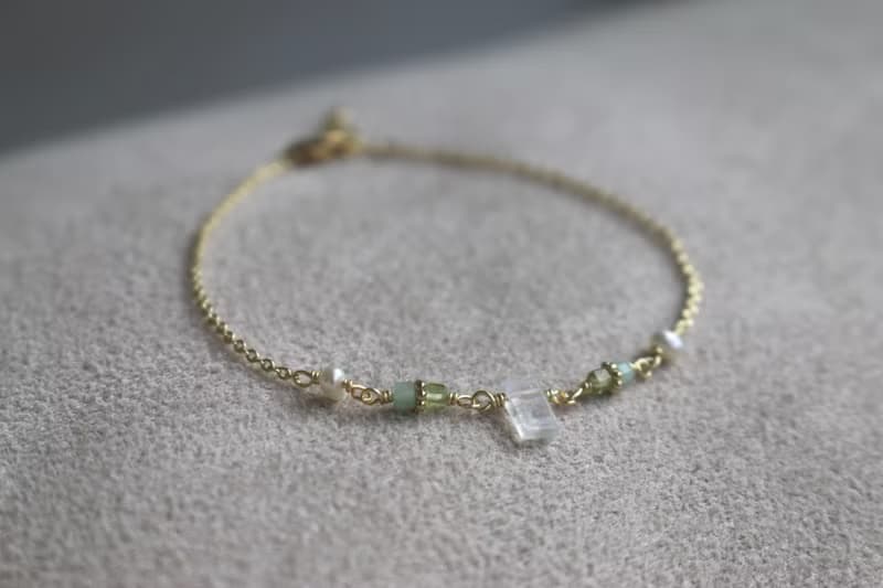 手鍊 月光石 橄欖石 天然石 - 沒問題 -