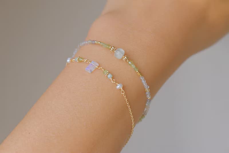 手鍊 月光石 橄欖石 天然石 - 沒問題 -