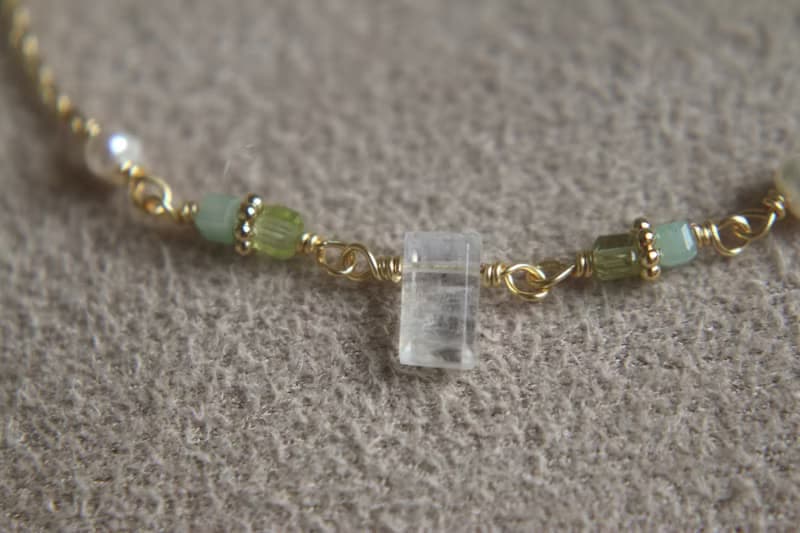 手鍊 月光石 橄欖石 天然石 - 沒問題 -