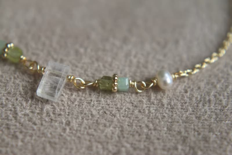 手鍊 月光石 橄欖石 天然石 - 沒問題 -