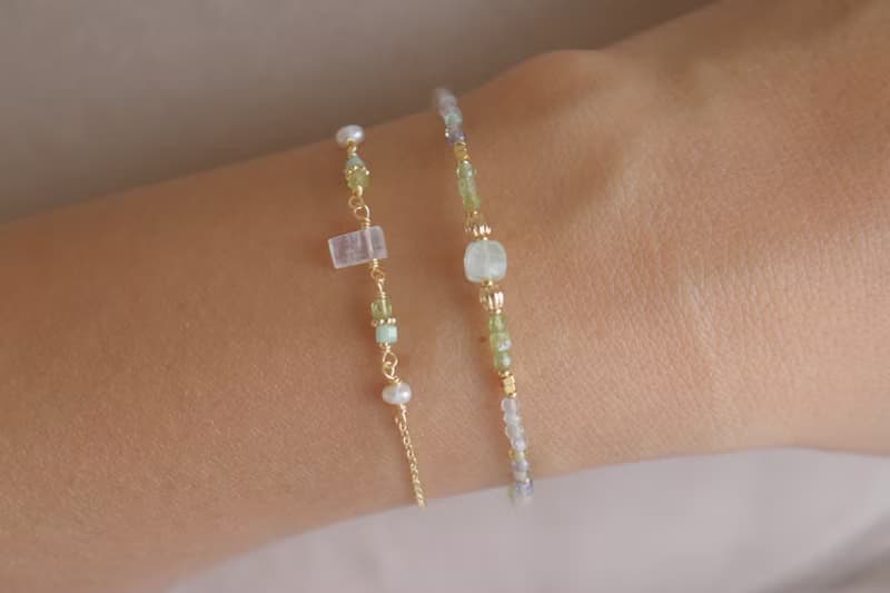 手鍊 月光石 橄欖石 天然石 - 沒問題 -