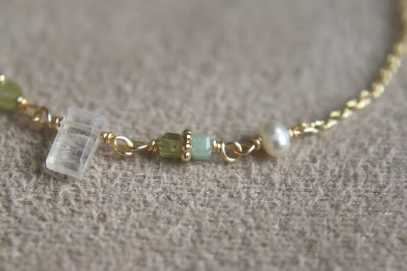 手鍊 月光石 橄欖石 天然石 - 沒問題 -