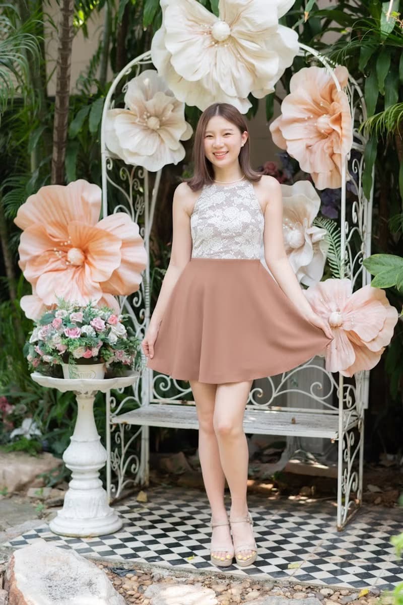 Vintage brown dress Party summer Dress Evening prom brown lace bridesmaid dress