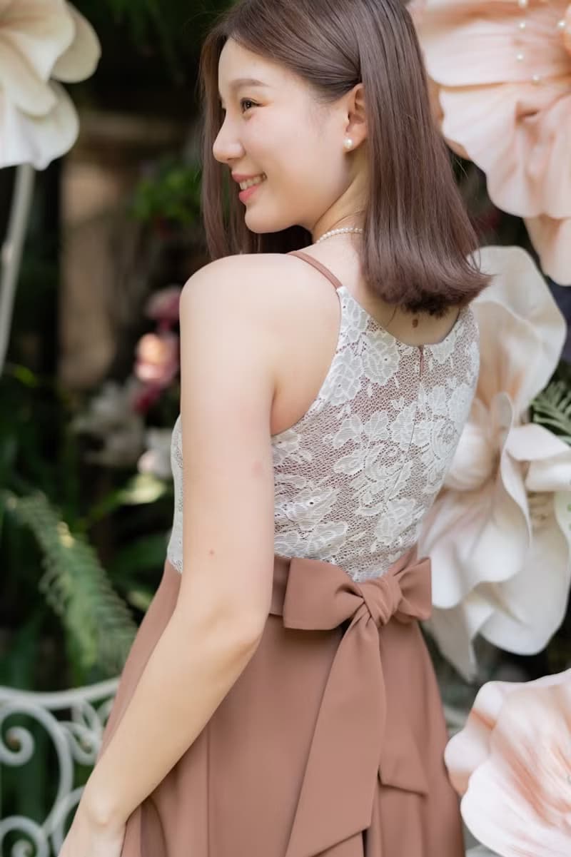 Vintage brown dress Party summer Dress Evening prom brown lace bridesmaid dress