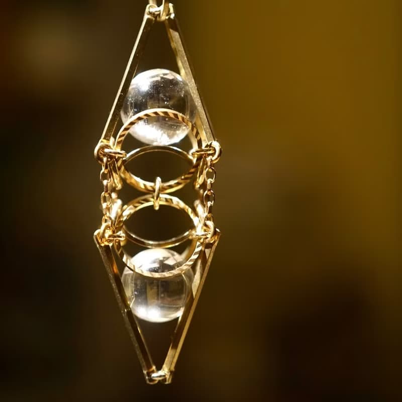 緣起系列 白水晶 靈擺 黃銅 皮繩 水晶頸鏈 平衡 平靜 情人節禮物