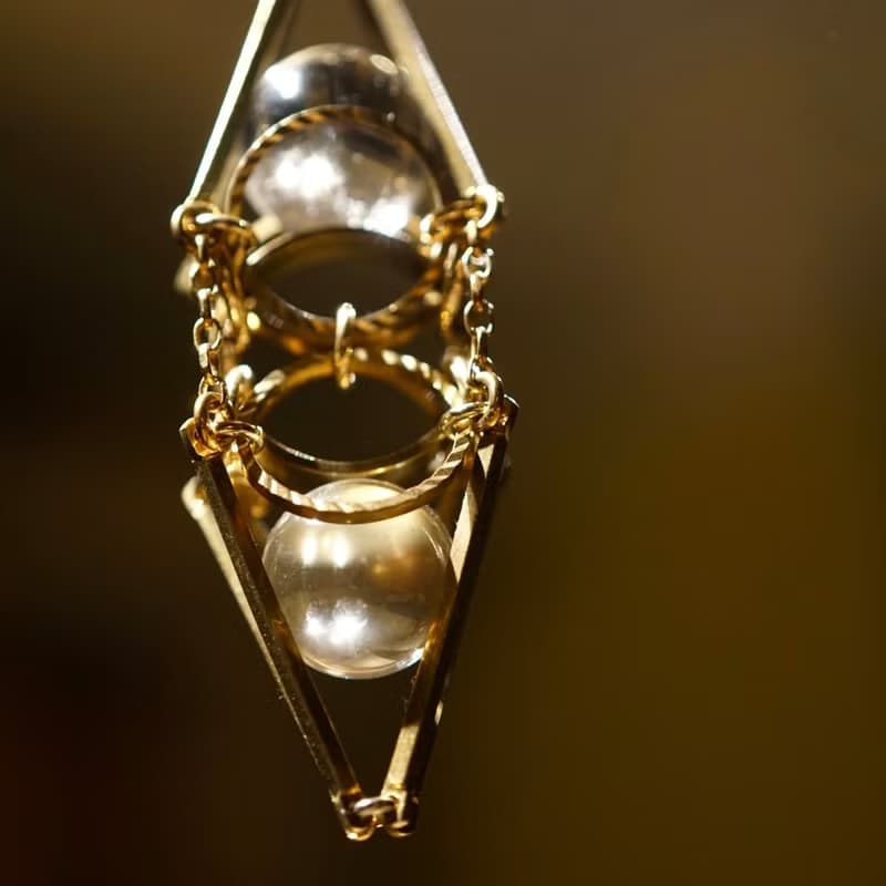 緣起系列 白水晶 靈擺 黃銅 皮繩 水晶頸鏈 平衡 平靜 情人節禮物