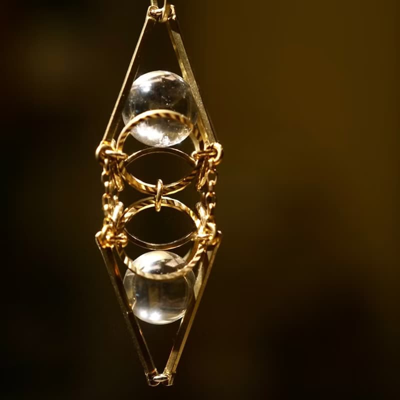 緣起系列 白水晶 靈擺 黃銅 皮繩 水晶頸鏈 平衡 平靜 情人節禮物